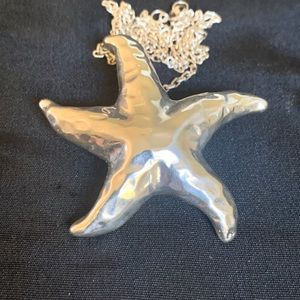 Sterling Bat Ami Large Starfish Pendant Necklace